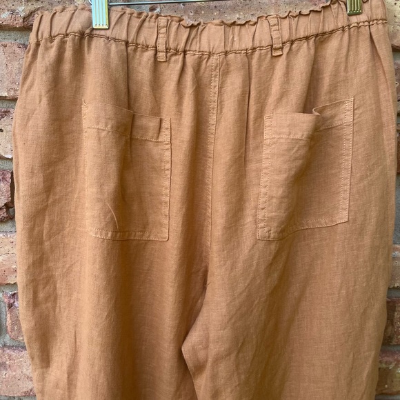 C AND C CALIFORNIA LARGE RUST BROWN 100% LINEN PULL ON PANTS - Picture 8 of 11